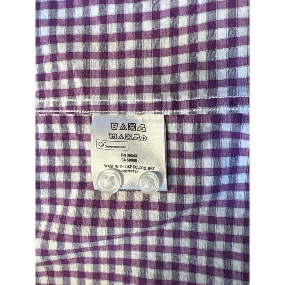 Tommy Hilfiger Men Sz L Purple & White Checked Reg Fit Stretch Long Sleeve Shirt - Picture 7 of 8